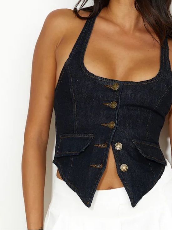 Lioness Tops - NWOT …LIONESS NYC HALTER TOP DARK DENIM WOMEN’S Size M